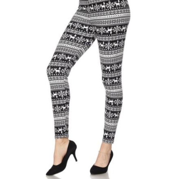 NWT 2 FOR $30! Reindeer Snowflake Legging - Picture 3 of 6